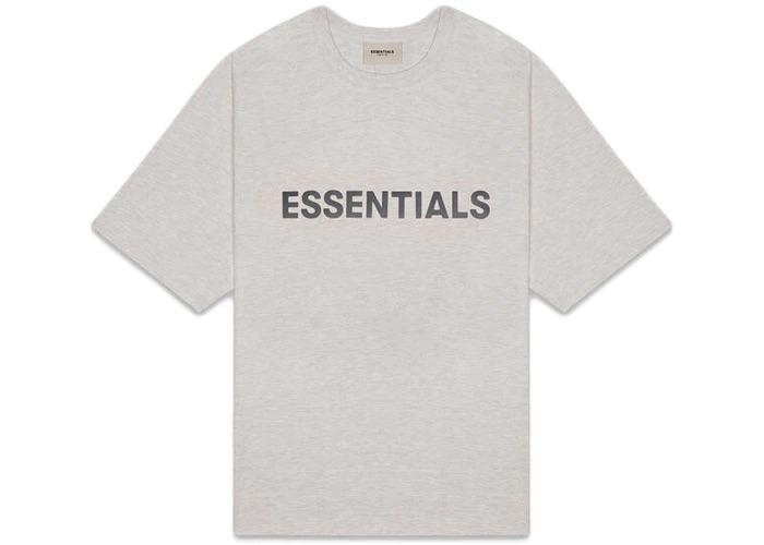 FEAR OF GOD ESSENTIALS 3D Silicon Applique Boxy T-Shirt Oatmeal Heather